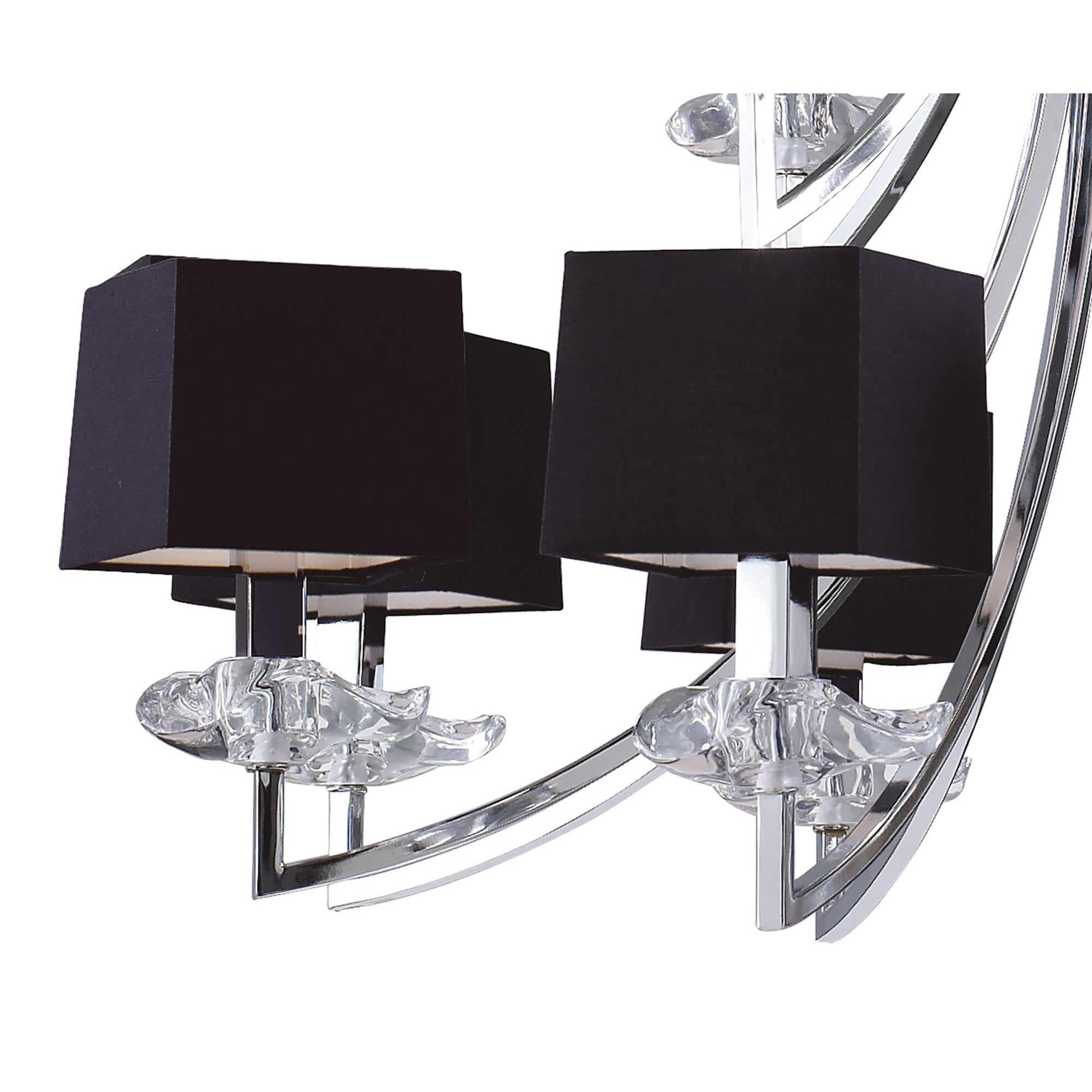 M0792 Akira Pendant 2 Tier 12 Light E14 Polished Chrome Black Shades