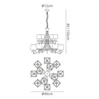 M0792AB/BS Akira Pendant 2 Tier 12 Light E14 Antique Brass Black Shades
