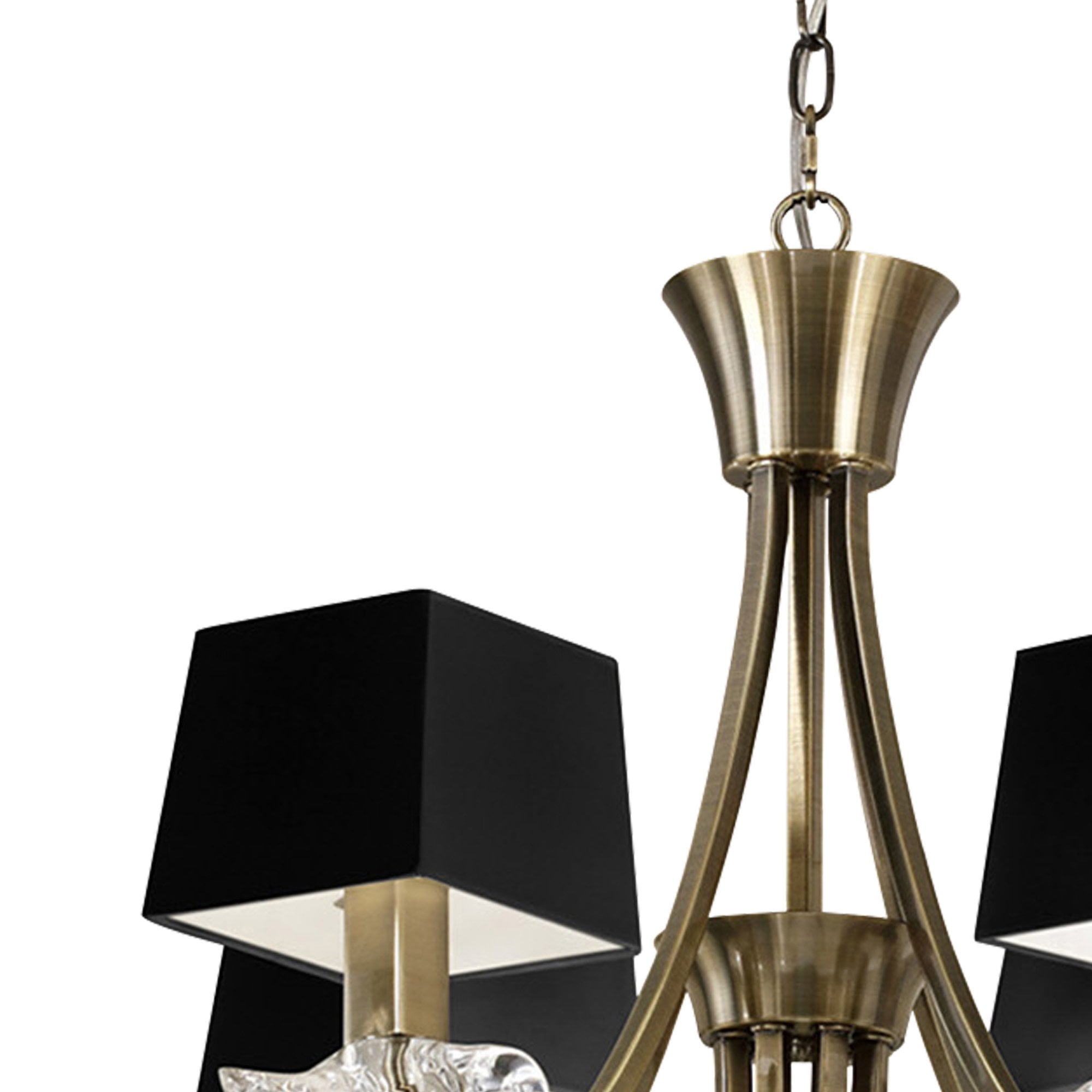 M0792AB/BS Akira Pendant 2 Tier 12 Light E14 Antique Brass Black Shades