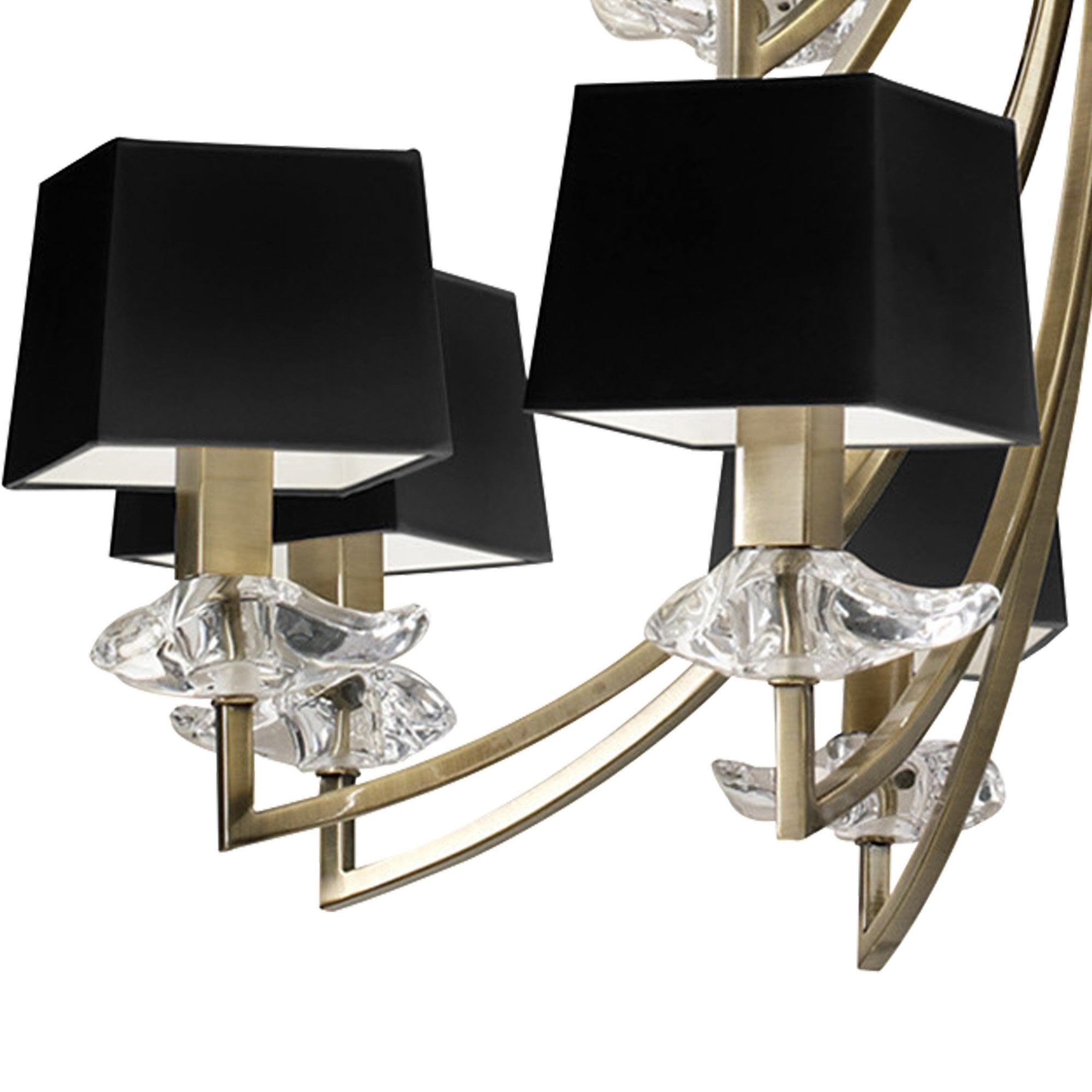 M0792AB/BS Akira Pendant 2 Tier 12 Light E14 Antique Brass Black Shades