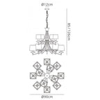 M0792AB Akira Pendant 2 Tier 12 Light E14 Antique Brass Cream Shades