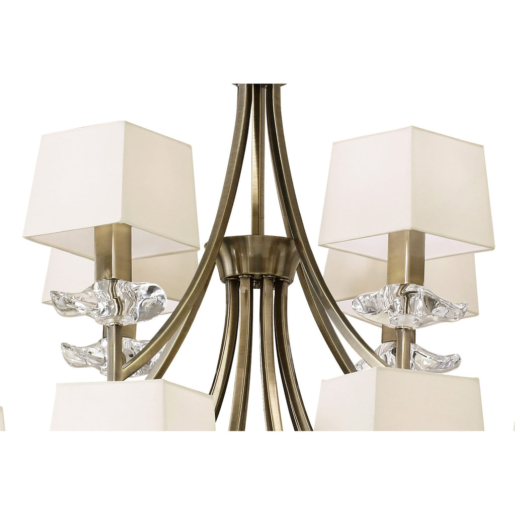M0792AB Akira Pendant 2 Tier 12 Light E14 Antique Brass Cream Shades