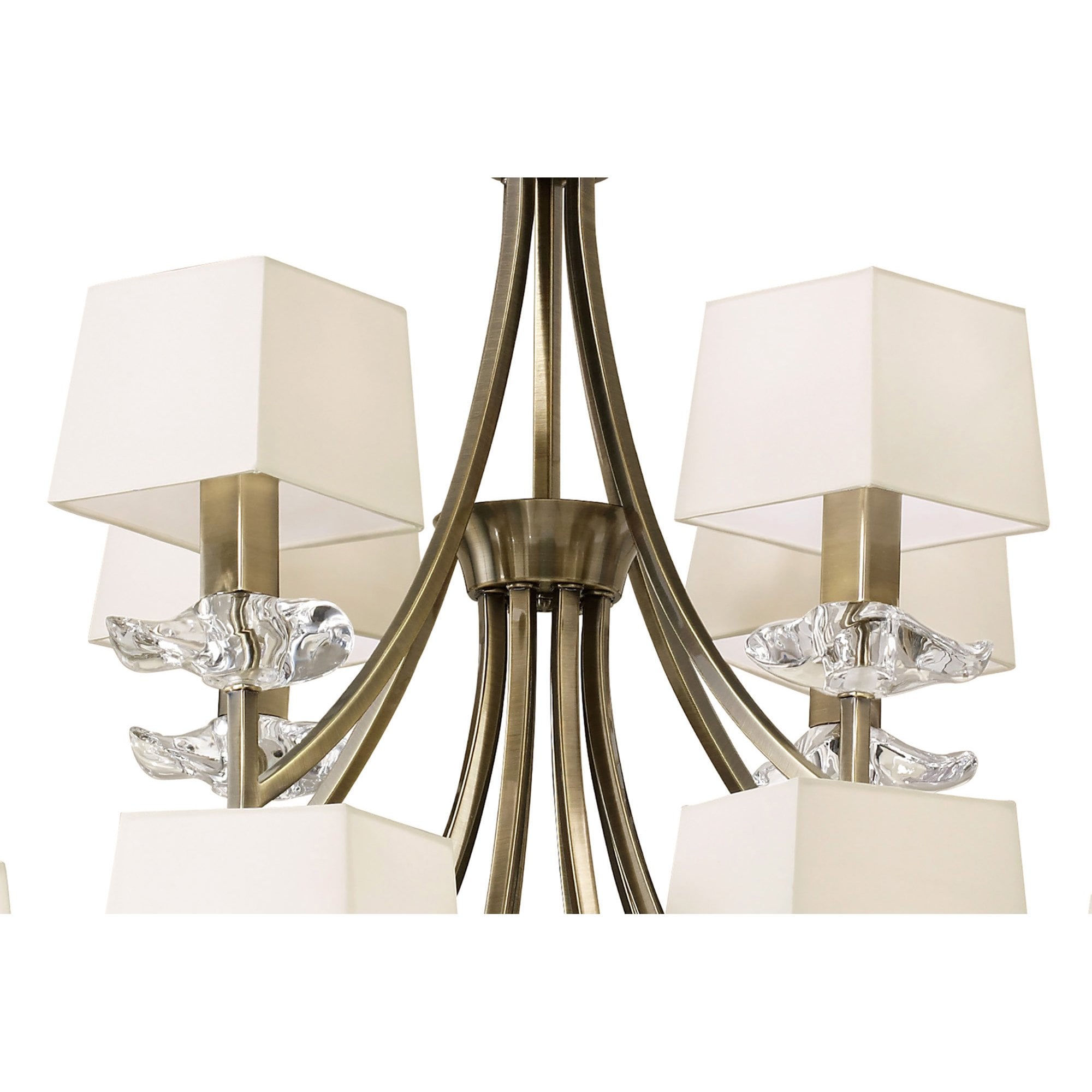 M0792AB Akira Pendant 2 Tier 12 Light E14 Antique Brass Cream Shades