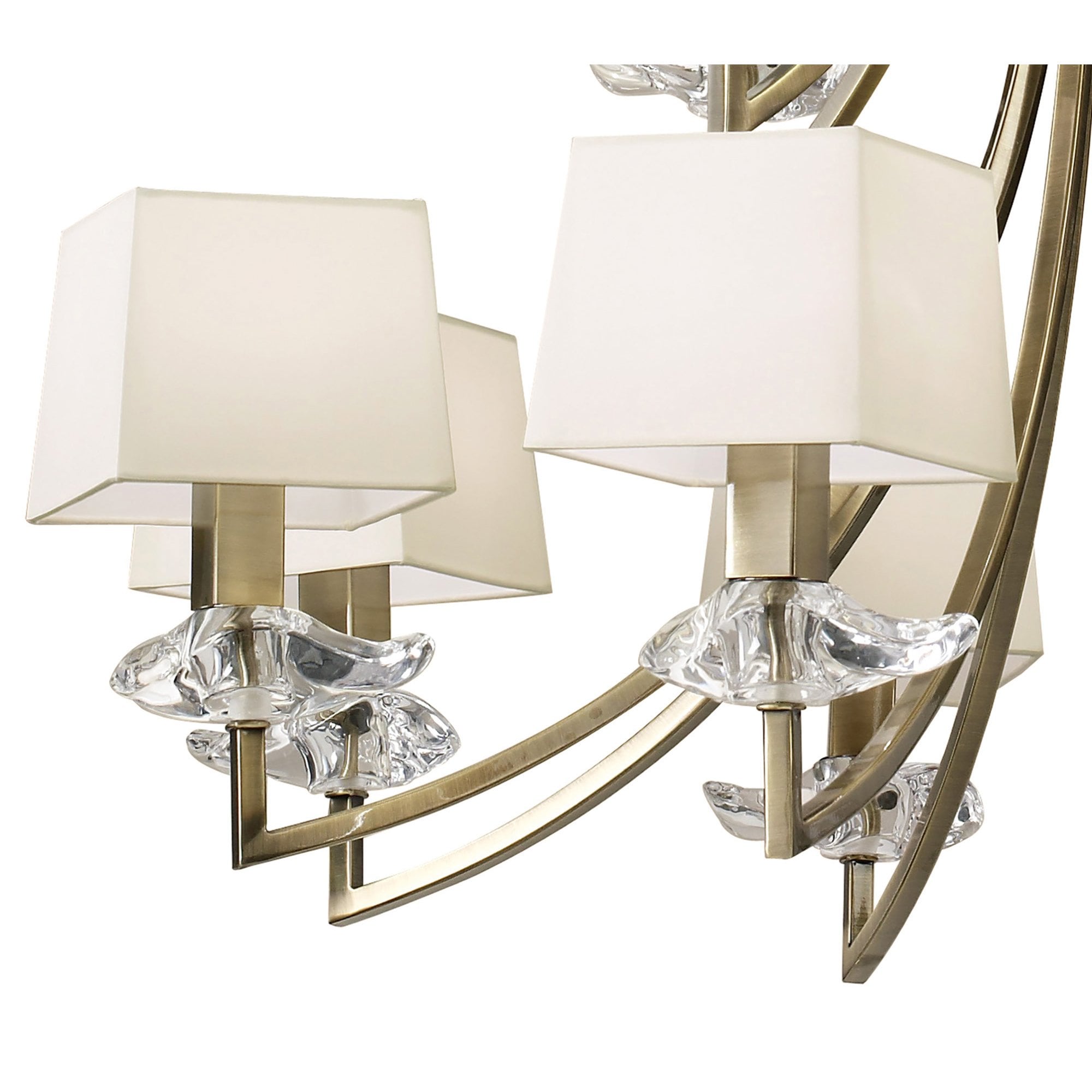 M0792AB Akira Pendant 2 Tier 12 Light E14 Antique Brass Cream Shades