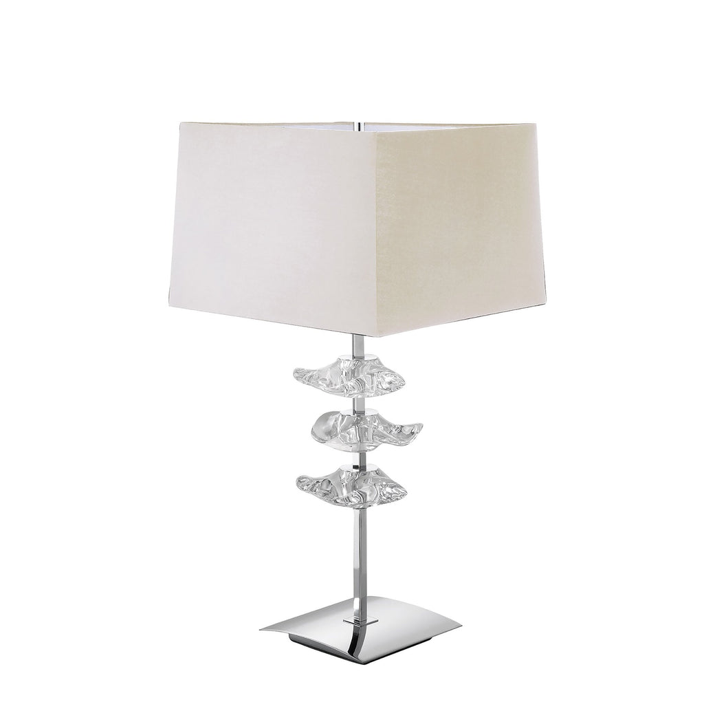 M0793/CS Akira Table Lamp 2 Light E27 Polished Chrome Cream Shade