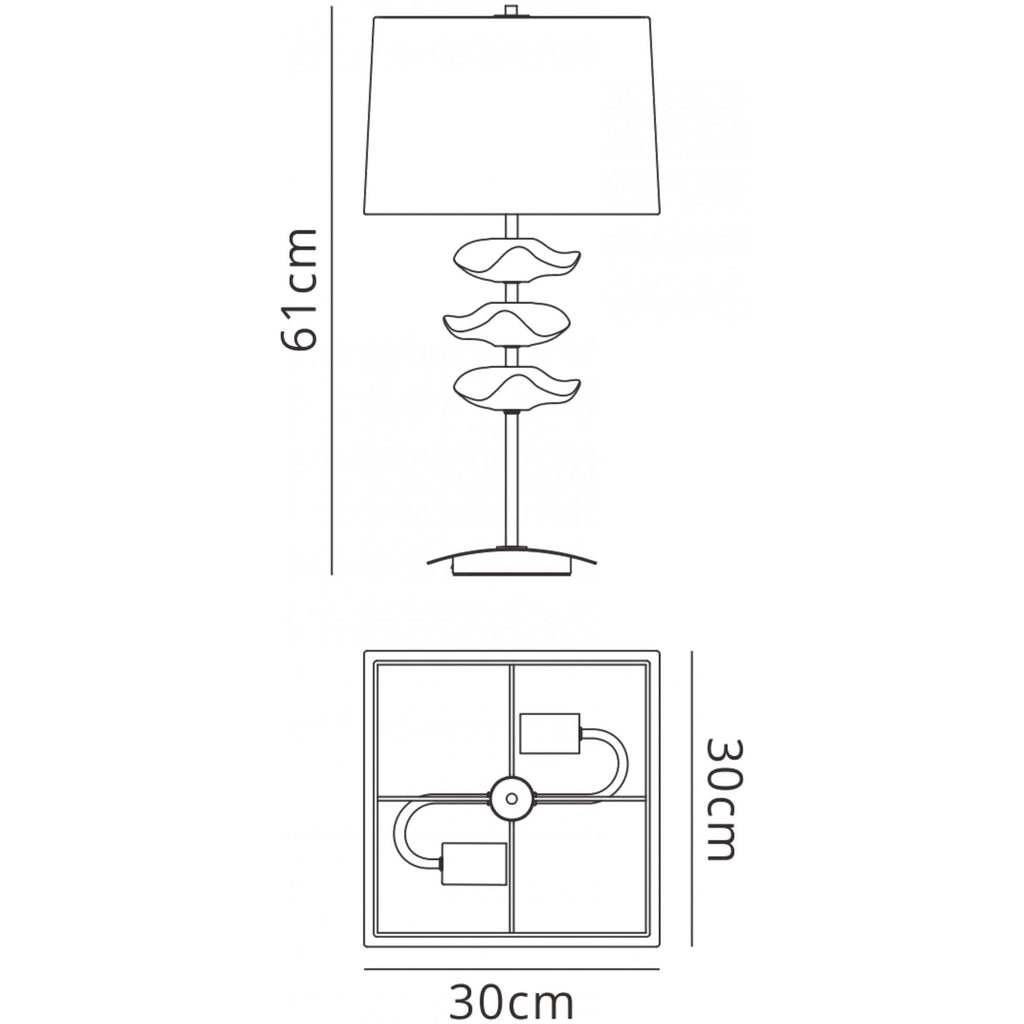 M0793/CS Akira Table Lamp 2 Light E27 Polished Chrome Cream Shade