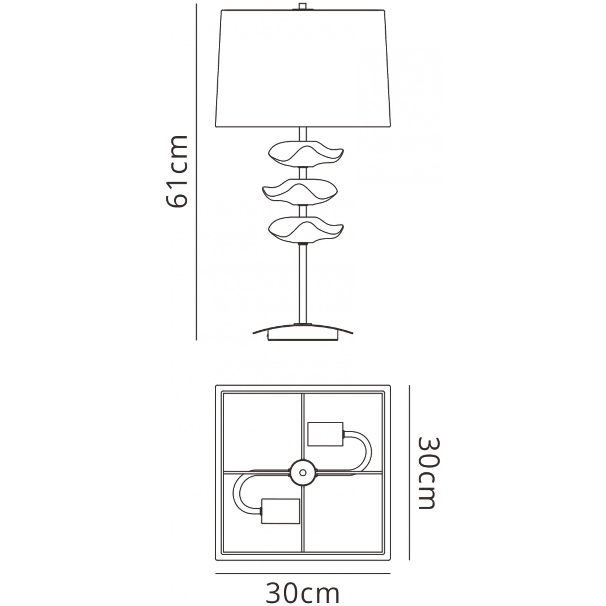 M0793/CS Akira Table Lamp 2 Light E27 Polished Chrome Cream Shade