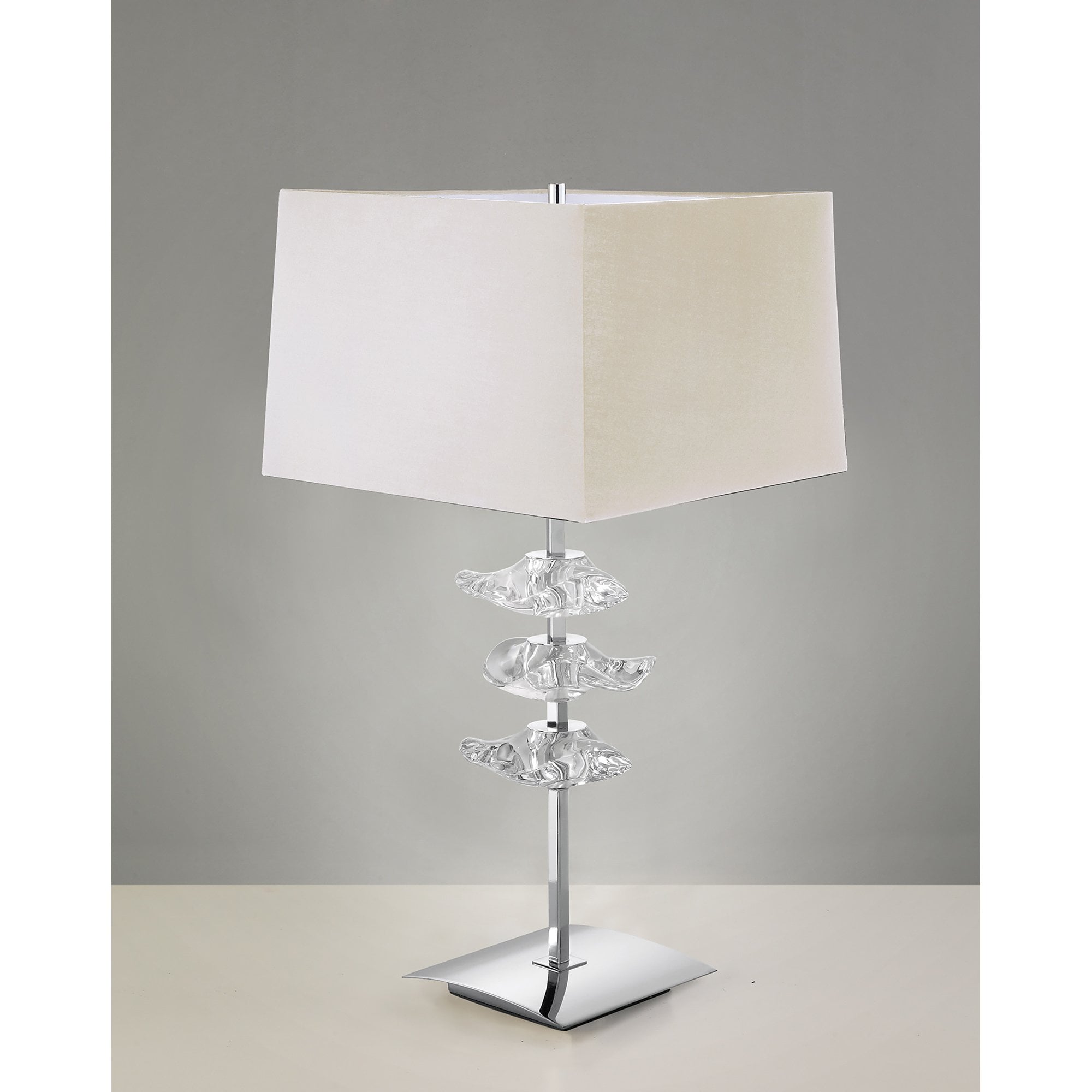 M0793/CS Akira Table Lamp 2 Light E27 Polished Chrome Cream Shade