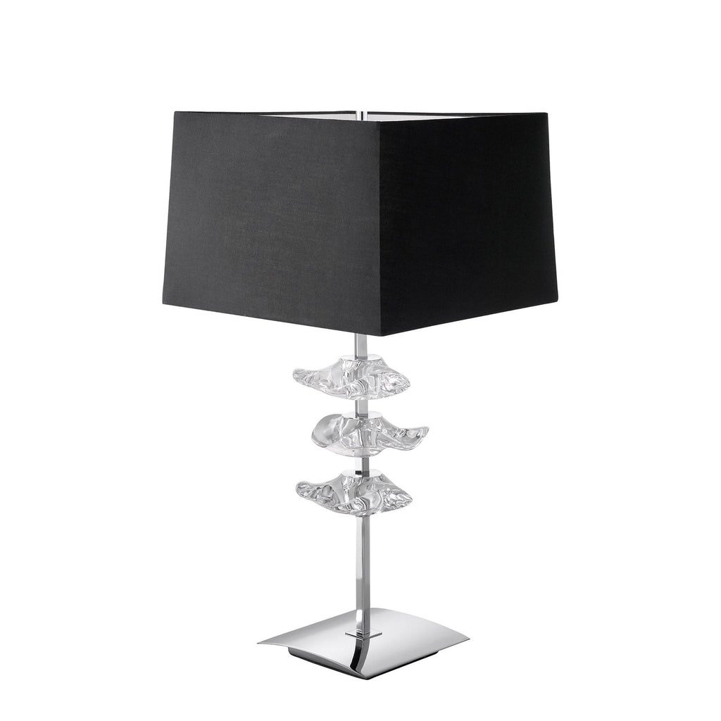 M0793 Akira Table Lamp 2 Light E27 Polished Chrome Black Shade
