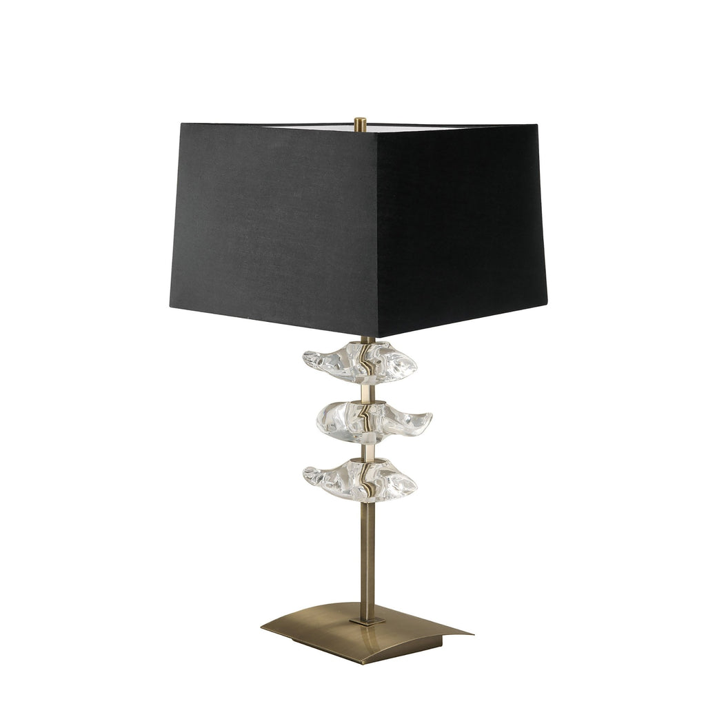 M0793AB/BS Akira Table Lamp 2 Light E27 Antique Brass Black Shade