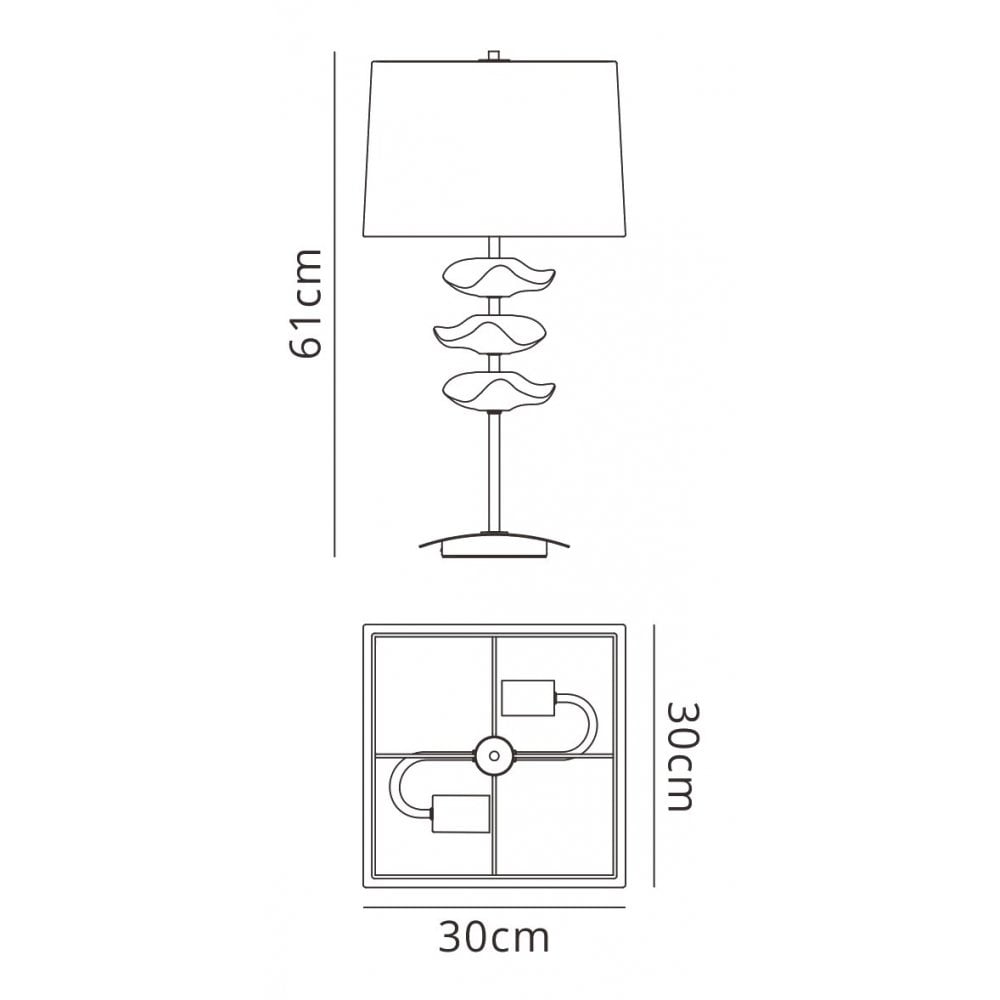 M0793AB/BS Akira Table Lamp 2 Light E27 Antique Brass Black Shade