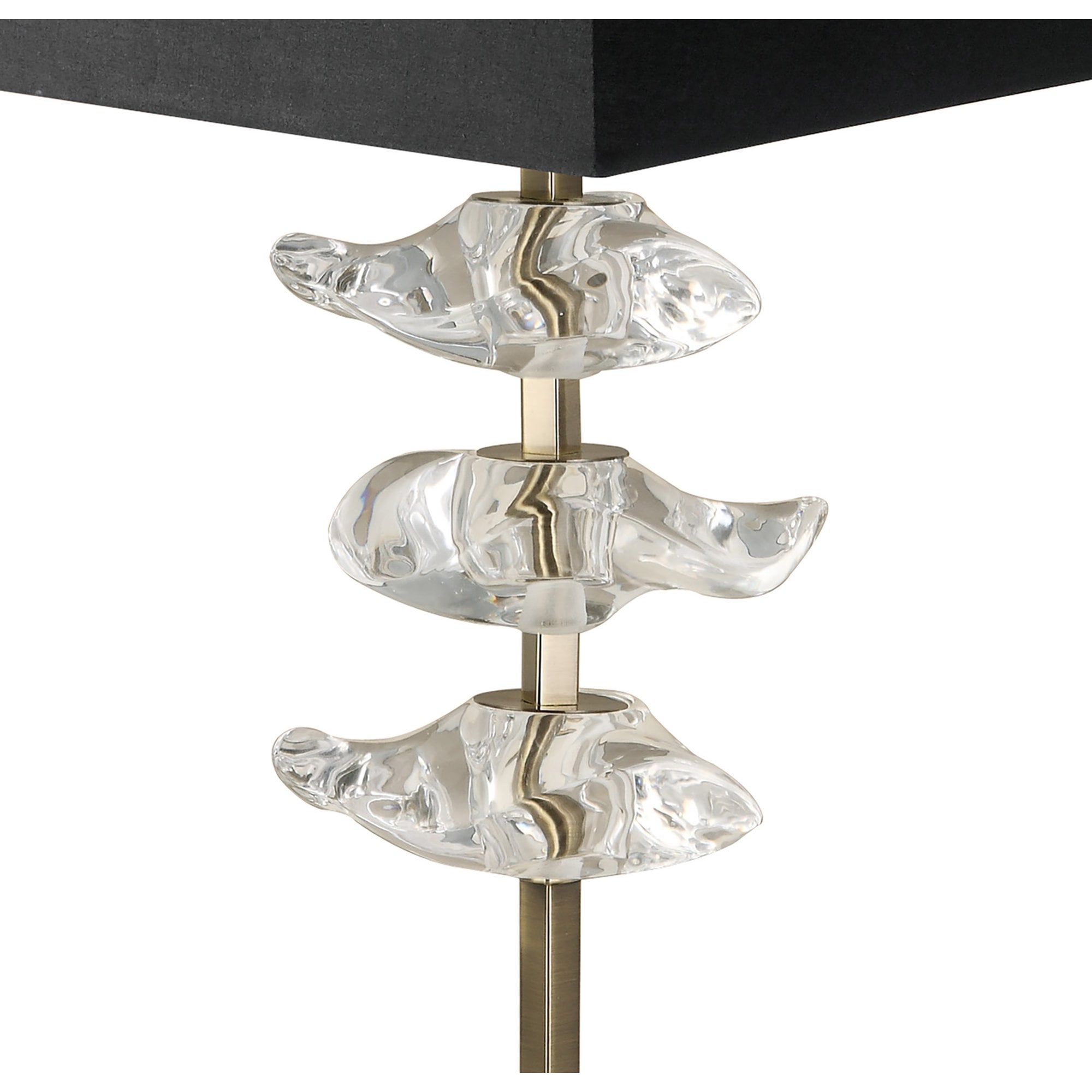 M0793AB/BS Akira Table Lamp 2 Light E27 Antique Brass Black Shade