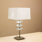 M0793AB Akira Table Lamp 2 Light E27 Antique Brass Cream Shade