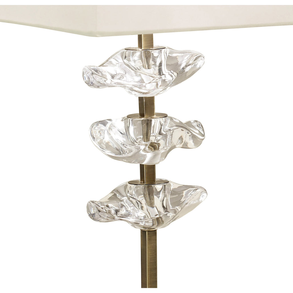 M0793AB Akira Table Lamp 2 Light E27 Antique Brass Cream Shade