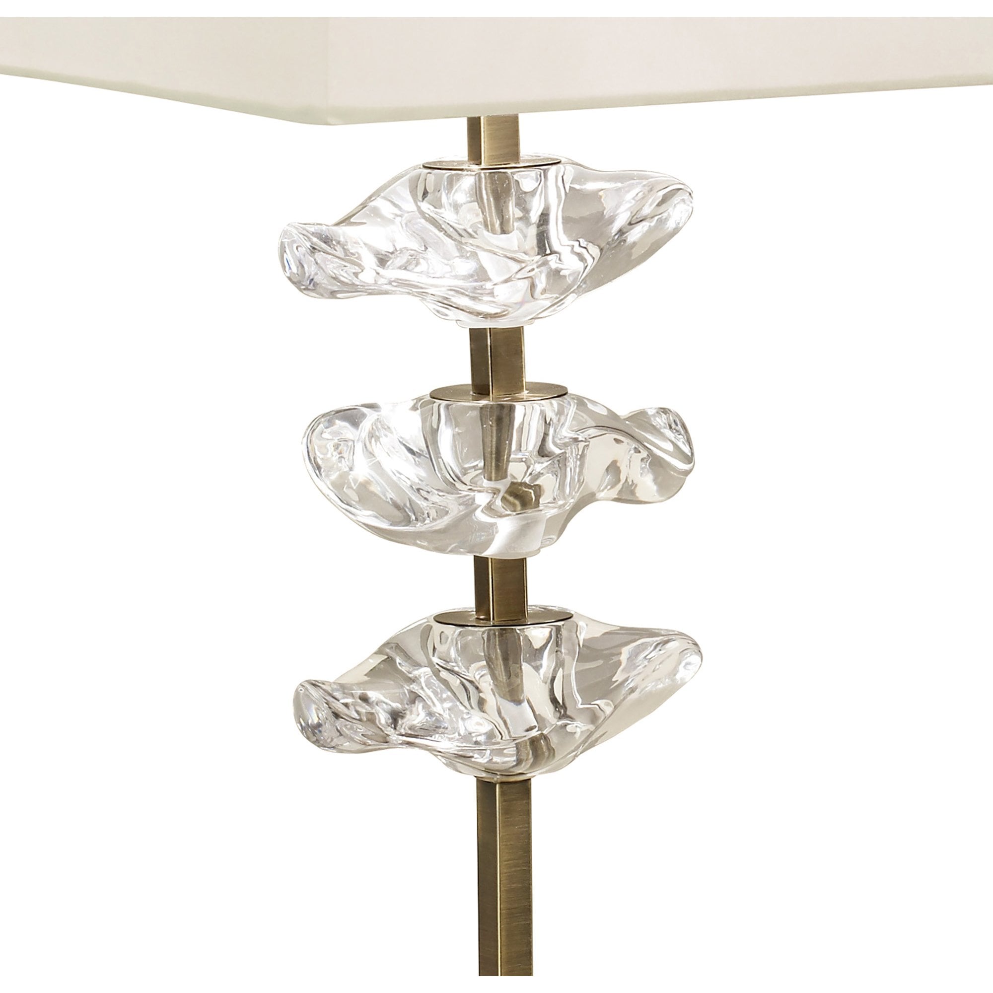 M0793AB Akira Table Lamp 2 Light E27 Antique Brass Cream Shade