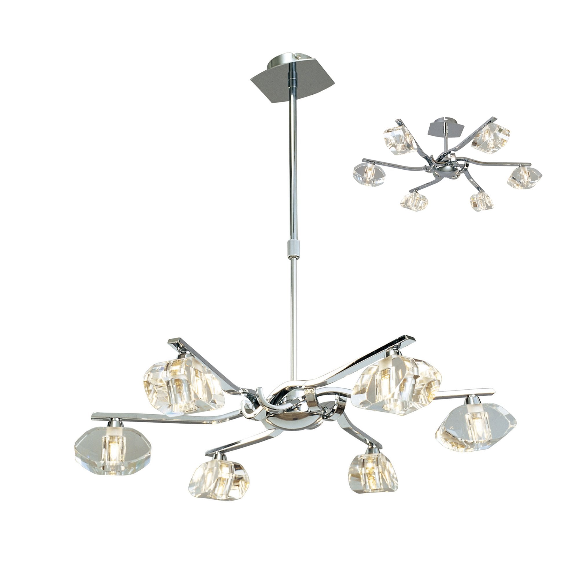 M0412 Alfa Telescopic Convertible To Semi Flush 6 Light G9 Polished Chrome