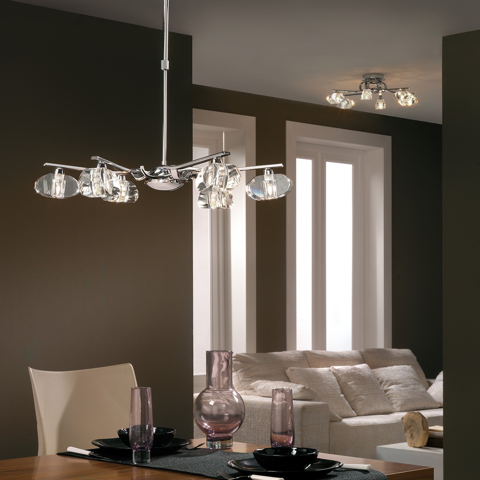 M0412 Alfa Telescopic Convertible To Semi Flush 6 Light G9 Polished Chrome
