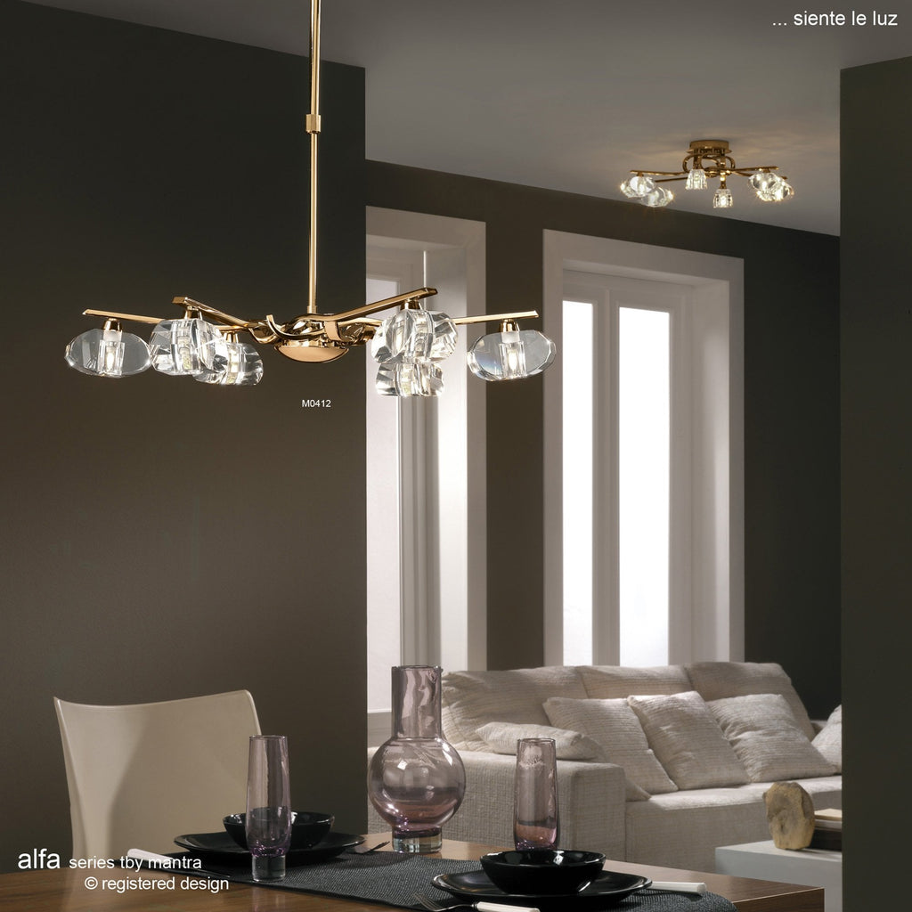 M0412 Alfa Telescopic Convertible To Semi Flush 6 Light G9 Polished Chrome