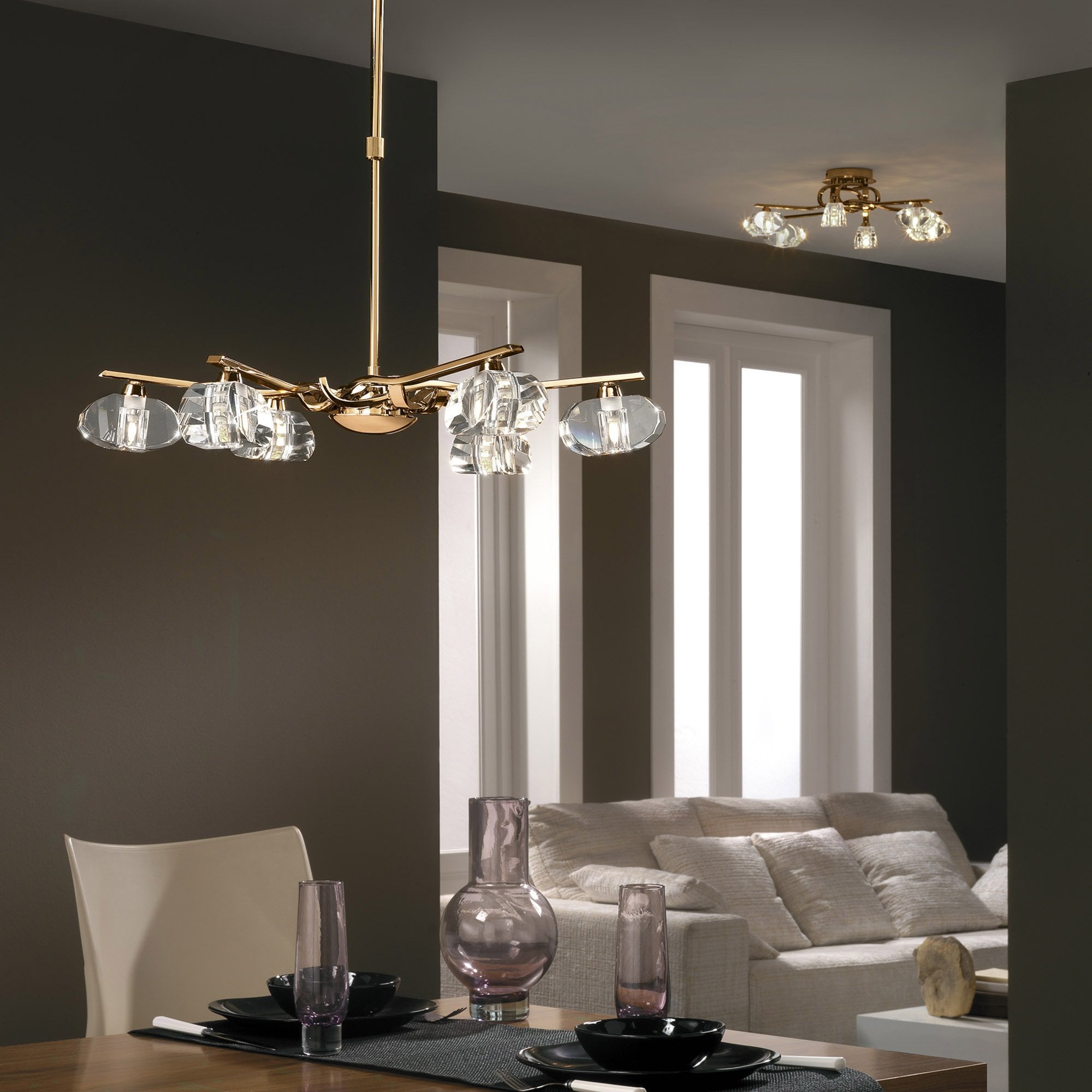 M0412 Alfa Telescopic Convertible To Semi Flush 6 Light G9 Polished Chrome