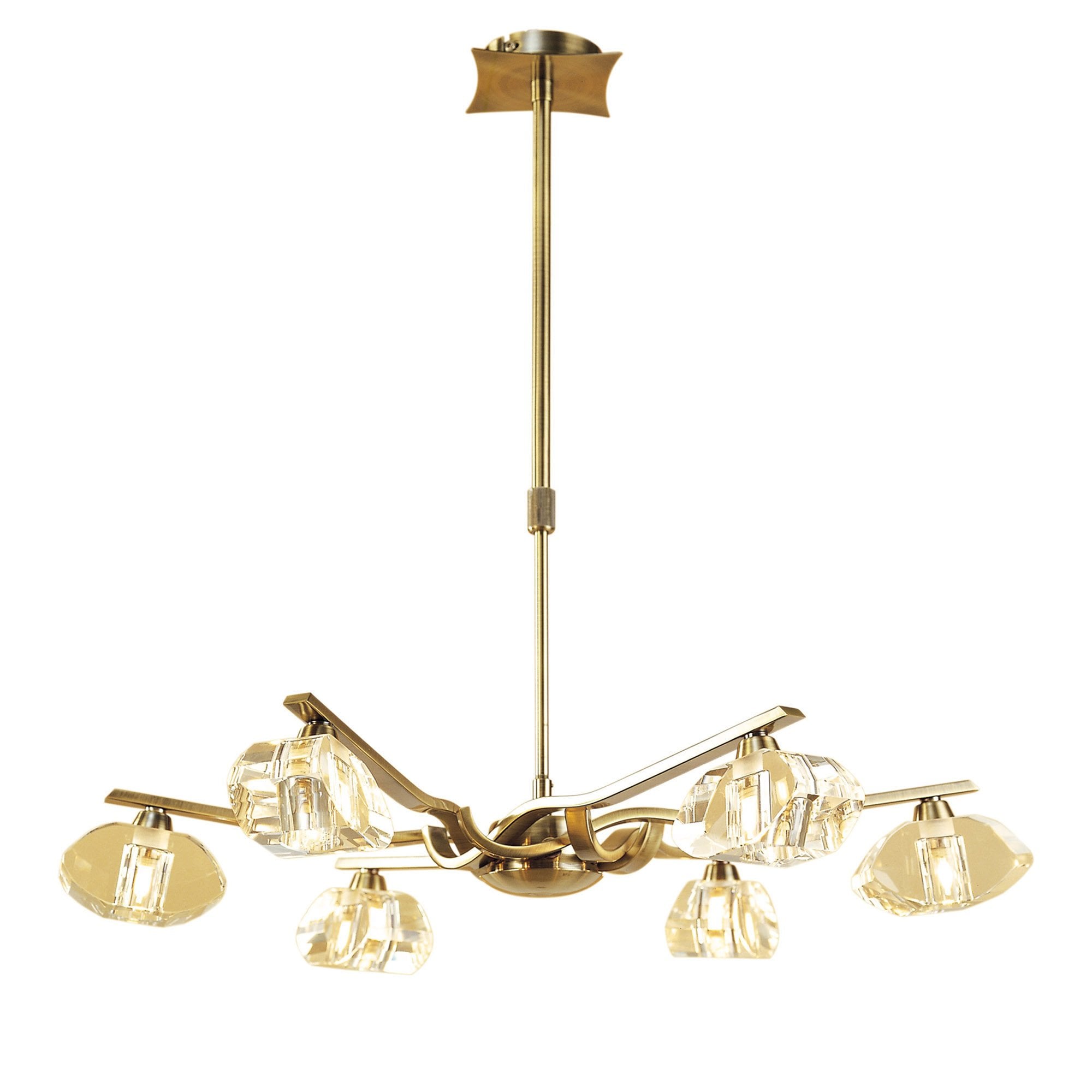 M0412AB Alfa Telescopic Pendant Convertible To Semi Flush 6 Light G9 Antique Brass