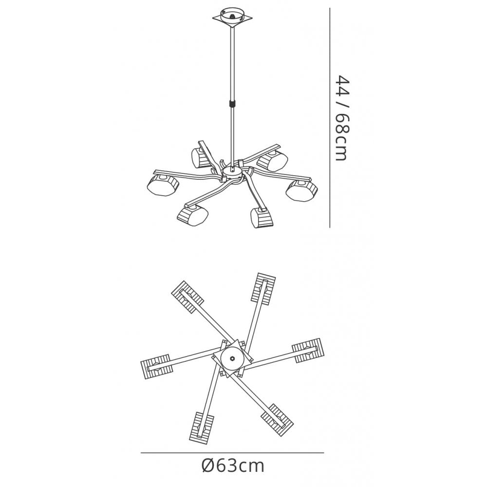 M0412AB Alfa Telescopic Pendant Convertible To Semi Flush 6 Light G9 Antique Brass