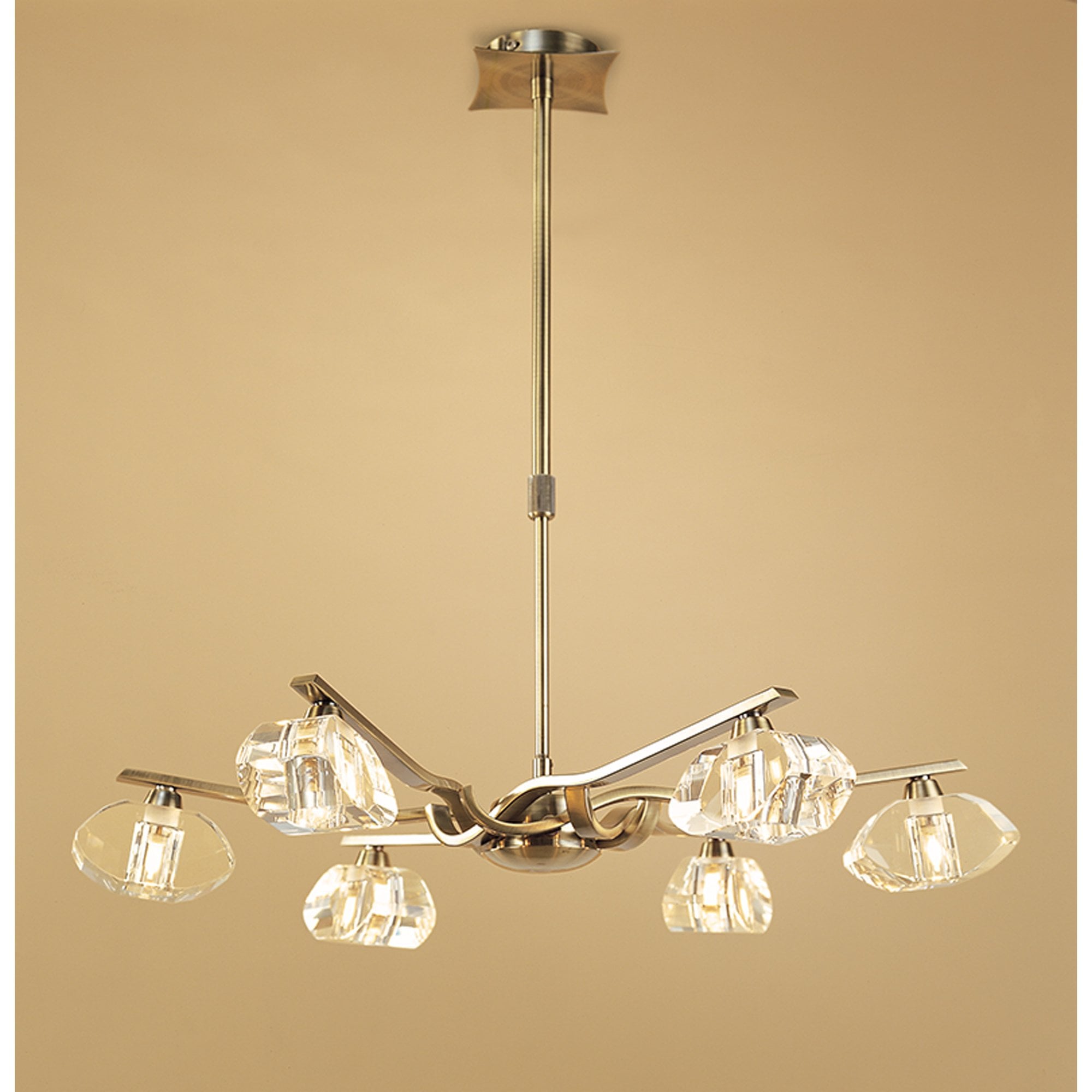 M0412AB Alfa Telescopic Pendant Convertible To Semi Flush 6 Light G9 Antique Brass