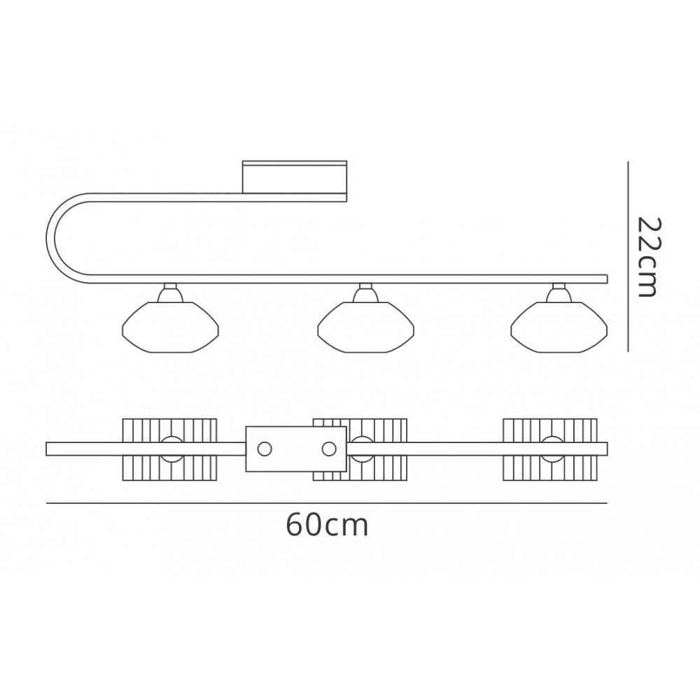 M0421 Alfa Ceiling Linear Bar 3 Light G9 Polished Chrome