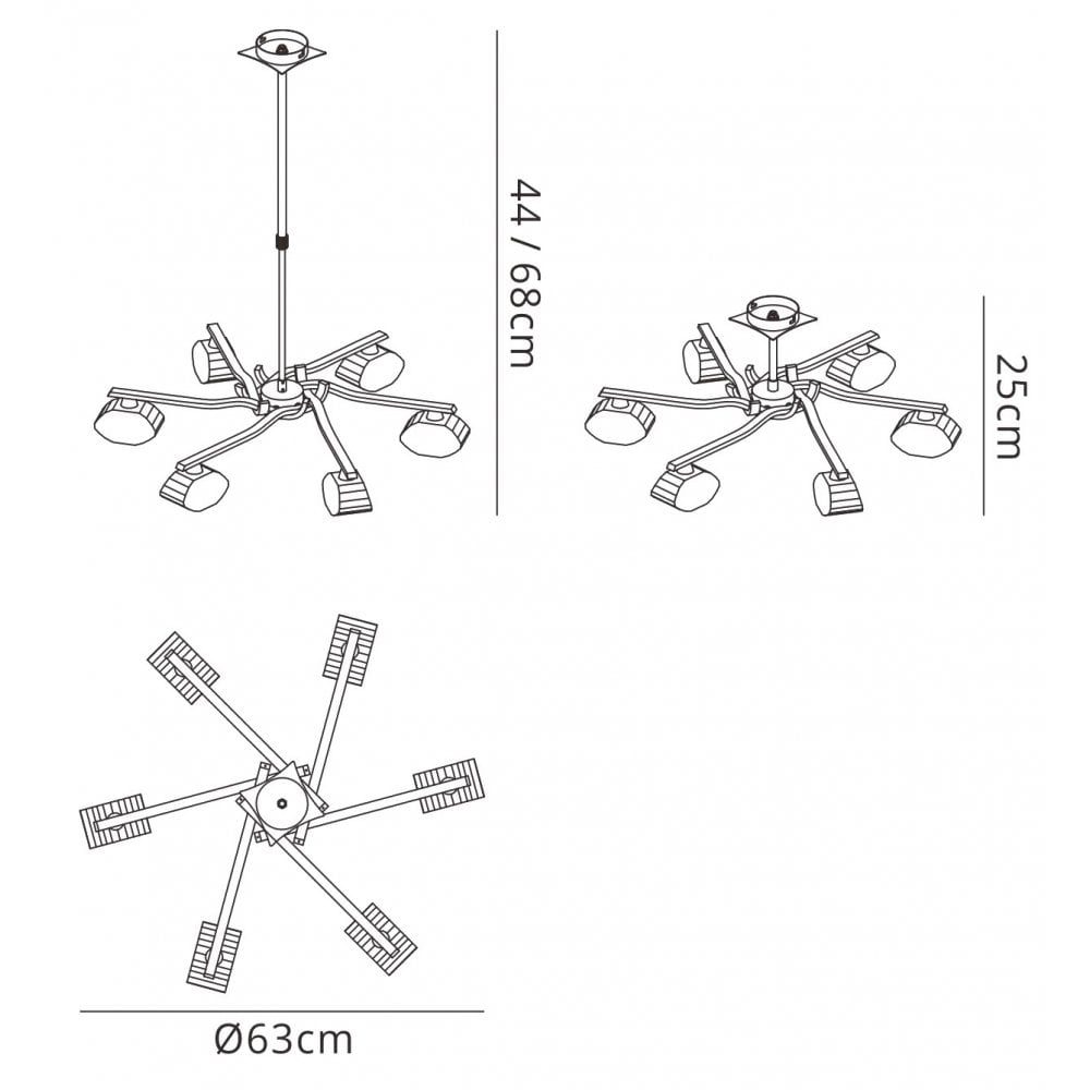 M0551FG Alfa Telescopic Convertible To Semi Flush 6 Light G9 French Gold