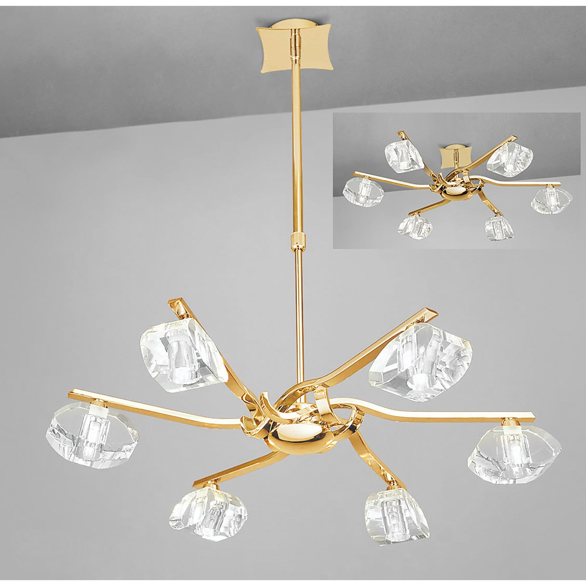 M0551FG Alfa Telescopic Convertible To Semi Flush 6 Light G9 French Gold