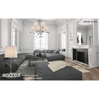 M6311 Andrea Pendant 88cm Round 9 Light Polished Chrome White Shades Black Crystal Droplets