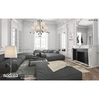 M6311 Andrea Pendant 88cm Round 9 Light Polished Chrome White Shades Black Crystal Droplets