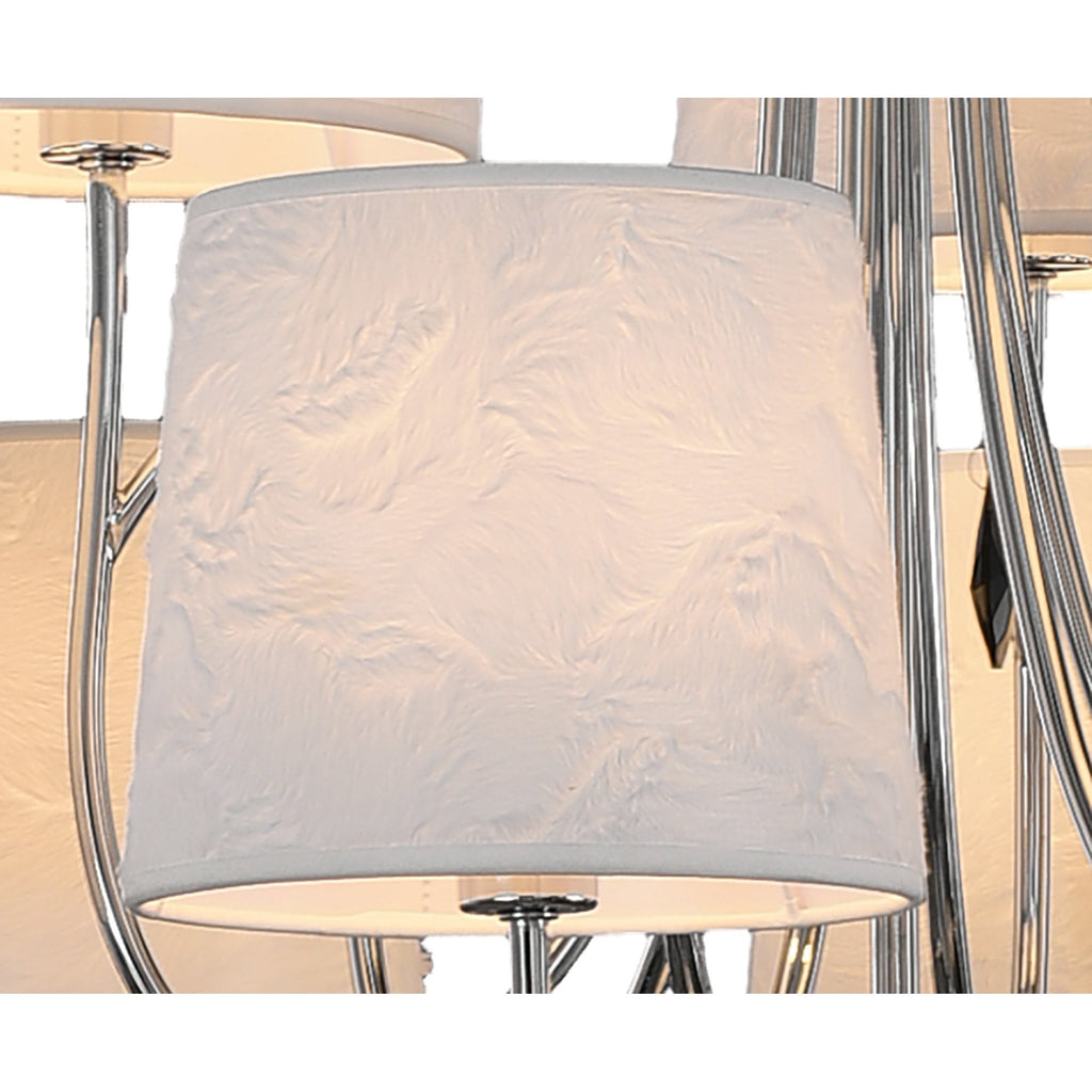 M6311 Andrea Pendant 88cm Round 9 Light Polished Chrome White Shades Black Crystal Droplets
