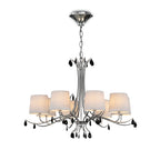 M6312 Andrea Pendant 100cm Round 8 Light Polished Chrome White Shades Black Crystal Droplets