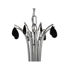 M6312 Andrea Pendant 100cm Round 8 Light Polished Chrome White Shades Black Crystal Droplets