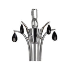 M6314 Andrea Pendant 81.5cm Round 5 Light Polished Chrome White Shades Black Crystal Droplets