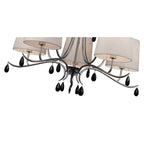 M6314 Andrea Pendant 81.5cm Round 5 Light Polished Chrome White Shades Black Crystal Droplets