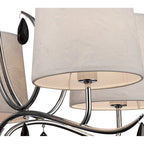 M6314 Andrea Pendant 81.5cm Round 5 Light Polished Chrome White Shades Black Crystal Droplets