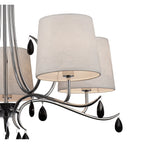 M6314 Andrea Pendant 81.5cm Round 5 Light Polished Chrome White Shades Black Crystal Droplets