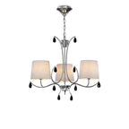 M6315 Andrea Pendant 67cm Round 5 Light Polished Chrome White Shades Black Crystal Droplets