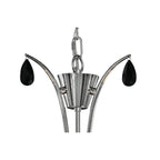 M6315 Andrea Pendant 67cm Round 5 Light Polished Chrome White Shades Black Crystal Droplets