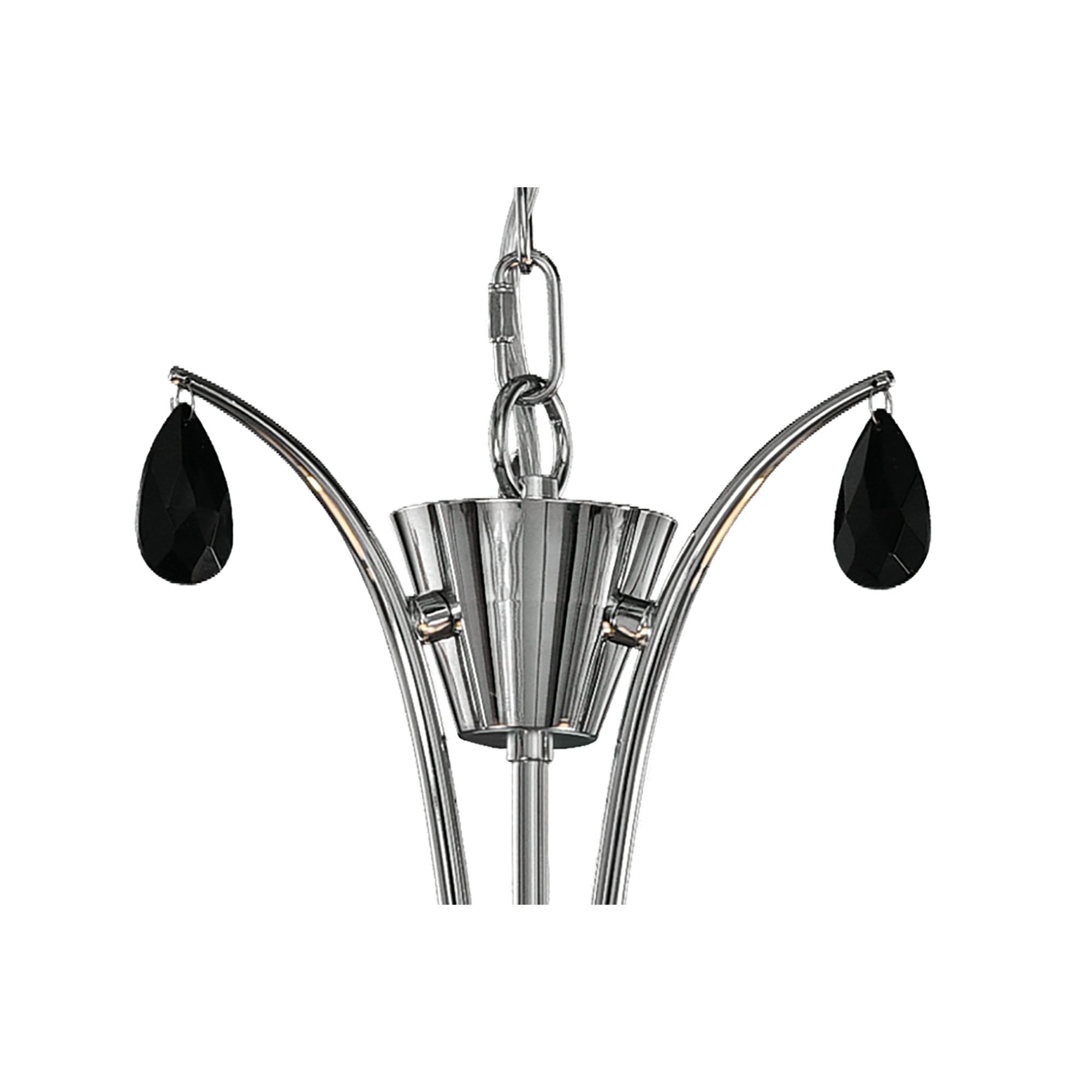 M6315 Andrea Pendant 67cm Round 5 Light Polished Chrome White Shades Black Crystal Droplets