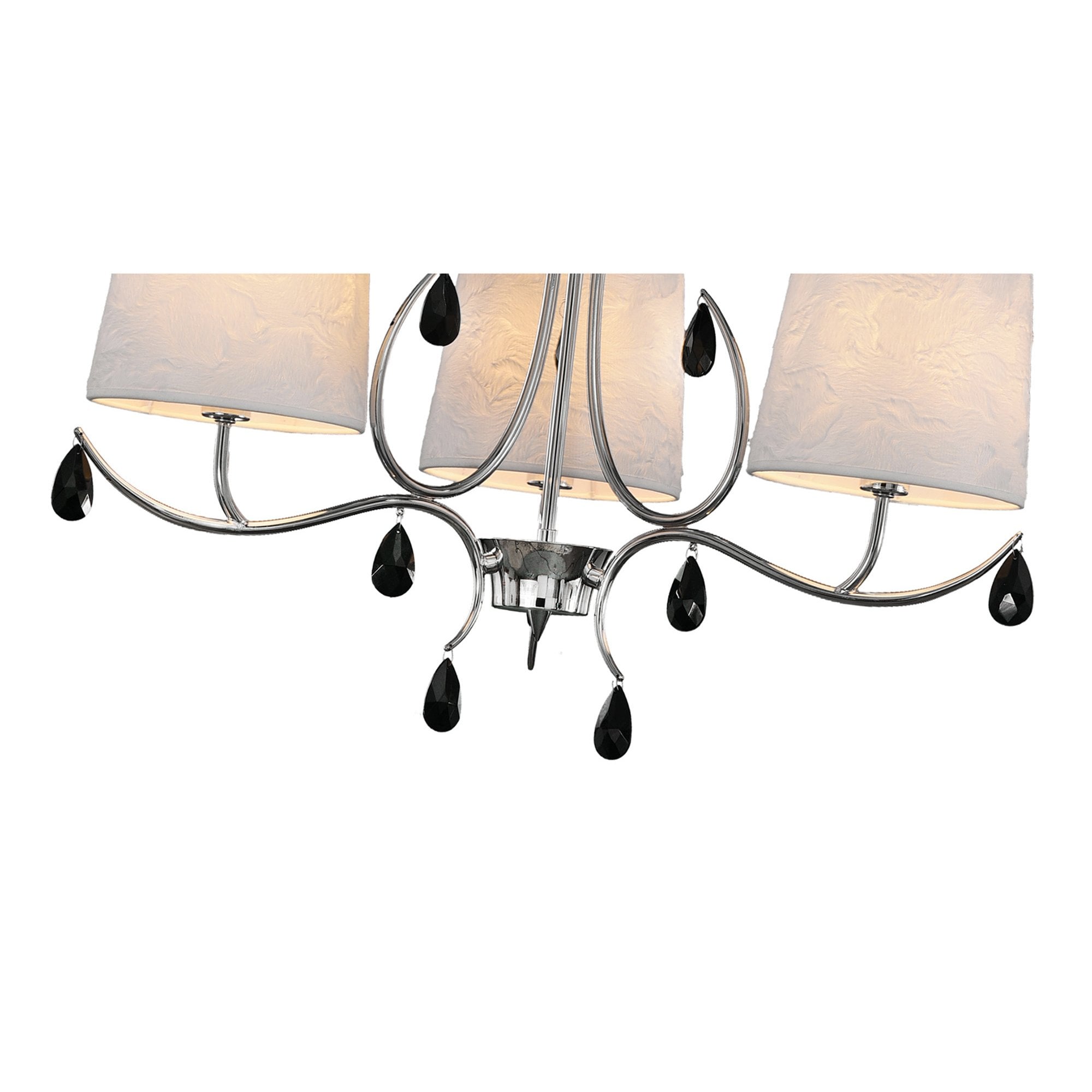M6315 Andrea Pendant 67cm Round 5 Light Polished Chrome White Shades Black Crystal Droplets