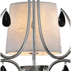 M6315 Andrea Pendant 67cm Round 5 Light Polished Chrome White Shades Black Crystal Droplets
