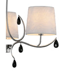 M6315 Andrea Pendant 67cm Round 5 Light Polished Chrome White Shades Black Crystal Droplets
