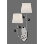 M6316 Andrea Wall Light 2 Light Polished Chrome White Shades Black Crystal Droplets