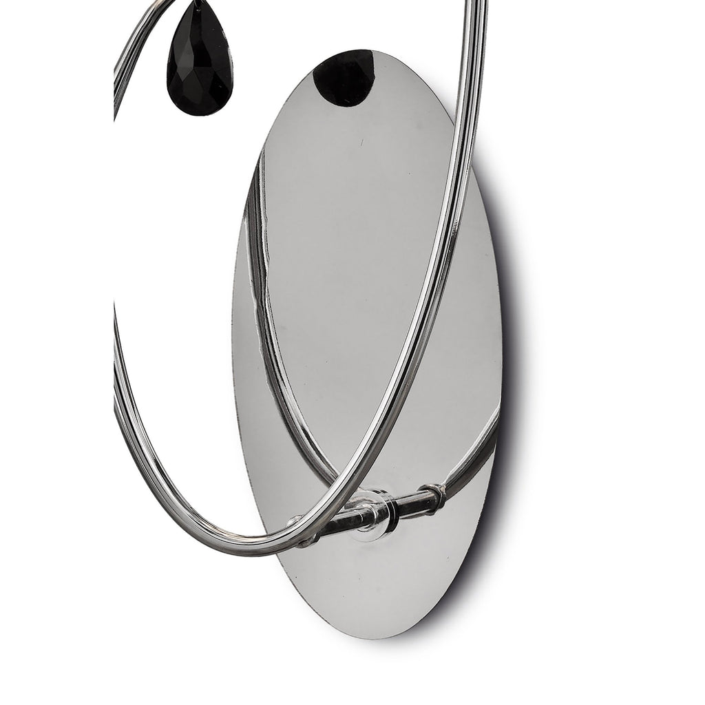 M6316 Andrea Wall Light 2 Light Polished Chrome White Shades Black Crystal Droplets