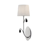 M6317 Andrea Wall Light 1 Light Polished Chrome White Shades Black Crystal Droplets