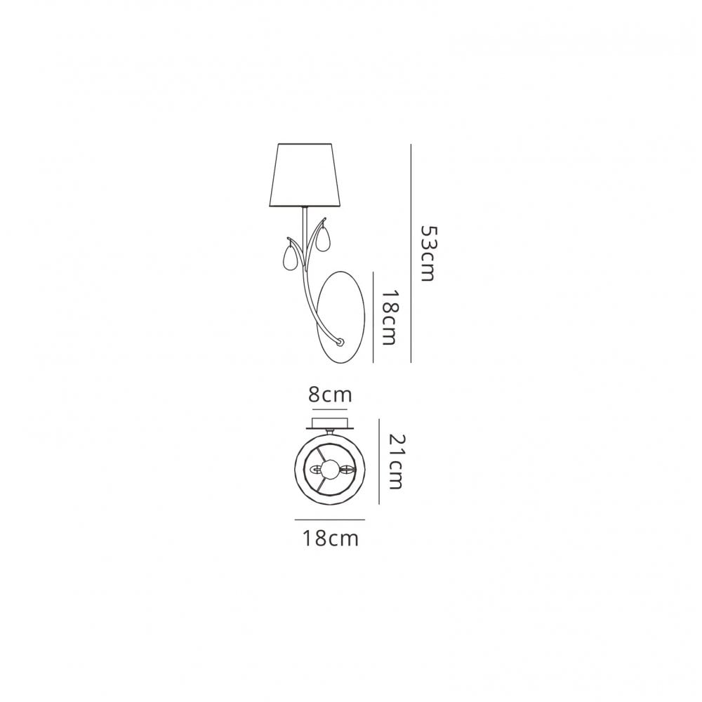 M6317 Andrea Wall Light 1 Light Polished Chrome White Shades Black Crystal Droplets