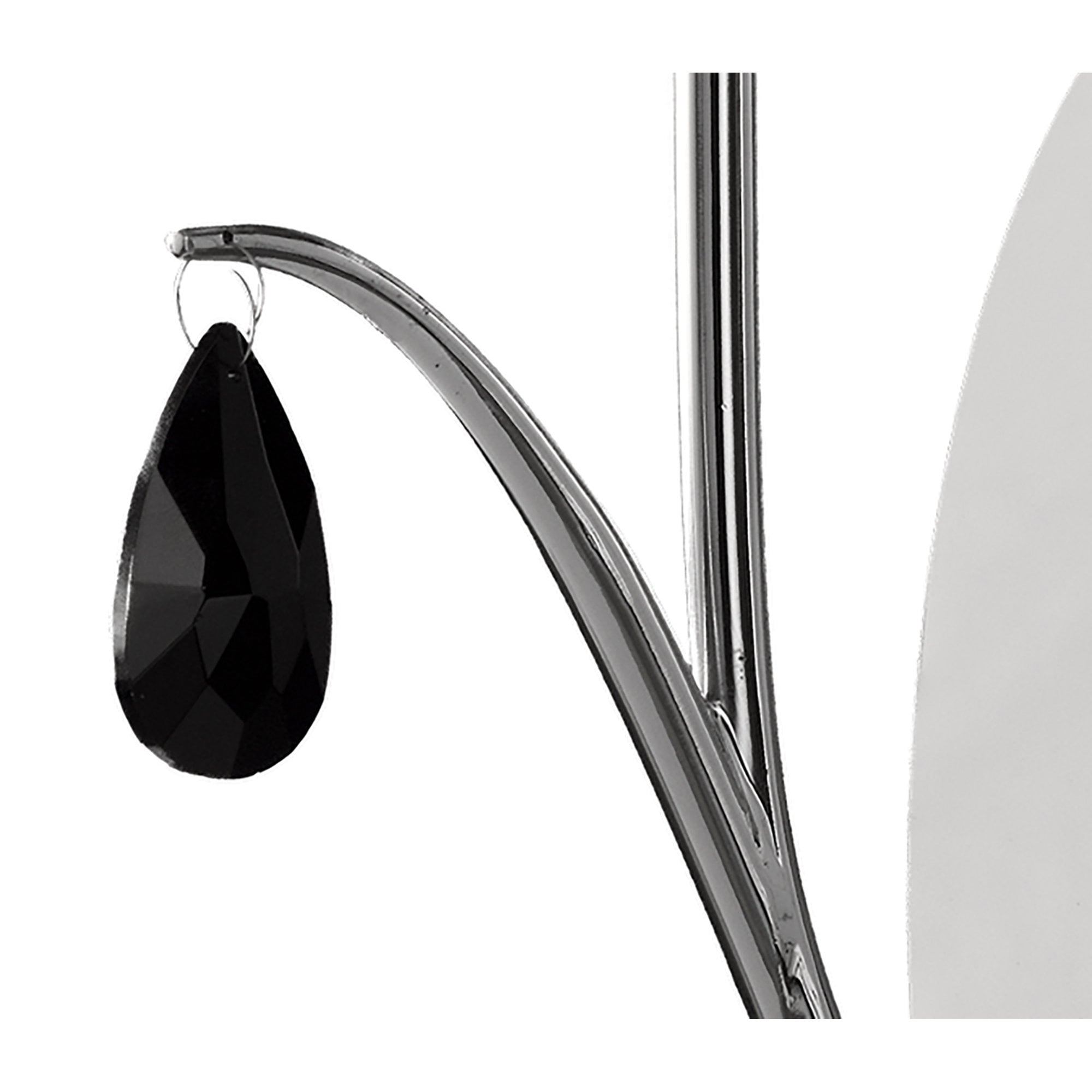 M6317 Andrea Wall Light 1 Light Polished Chrome White Shades Black Crystal Droplets