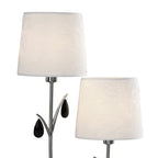 M6318 Andrea Table Lamp 63cm 2 Light Polished Chrome White Shades Black Crystal Droplets